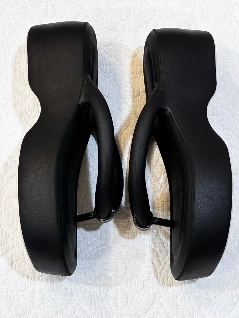 Melissa Free Platform Y2K Flip Flop 90s Black Puffy Strap Chunky Wedge Sandals 9